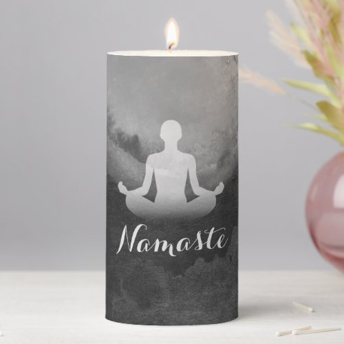 Yoga Meditation Instructor Sukhasana Pose Zen Sign Pillar Candle