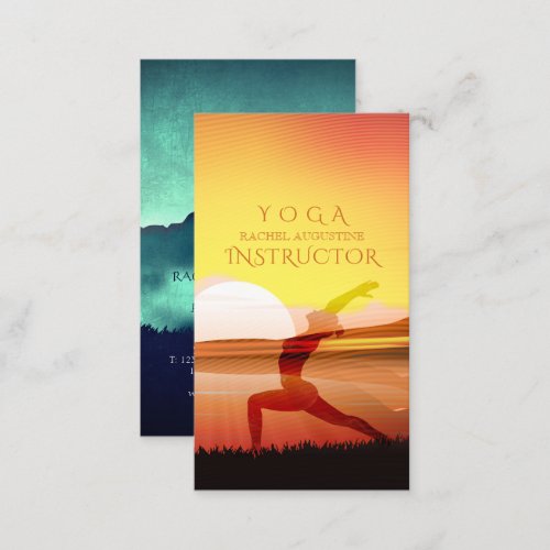 Yoga Meditation Instructor Sunset Half Moon Pose Business Card