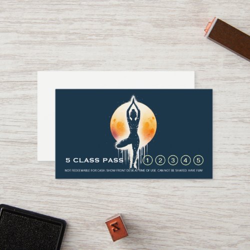 Yoga Meditation Instructor Tree Pose 5 Class Pass Loyalty Card