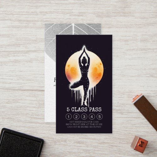 Yoga Meditation Instructor Tree Pose 5 Class Pass Loyalty Card