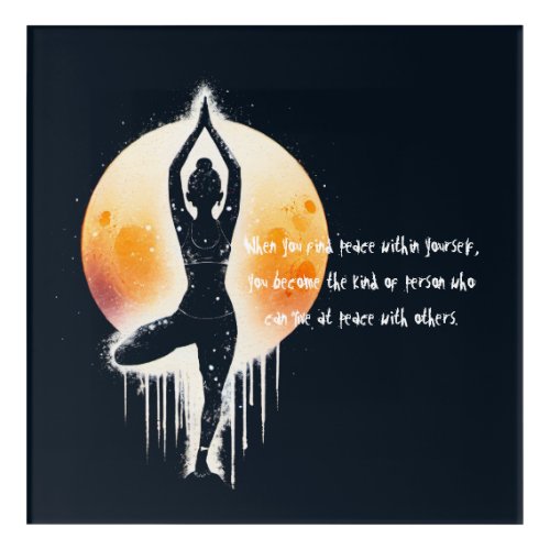 Yoga Meditation Instructor Tree Pose Full Moon Acrylic Print