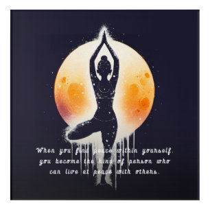 Yoga Meditation Instructor Tree Pose Full Moon Acrylic Print