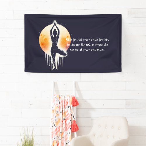 Yoga Meditation Instructor Tree Pose Full Moon Banner