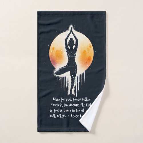 Yoga Meditation Instructor Tree Pose Full Moon Bath Towel Set