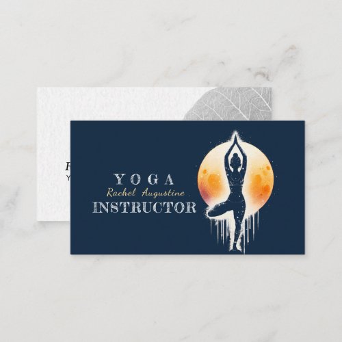 Yoga Meditation Instructor Tree Pose Full Moon Business Card