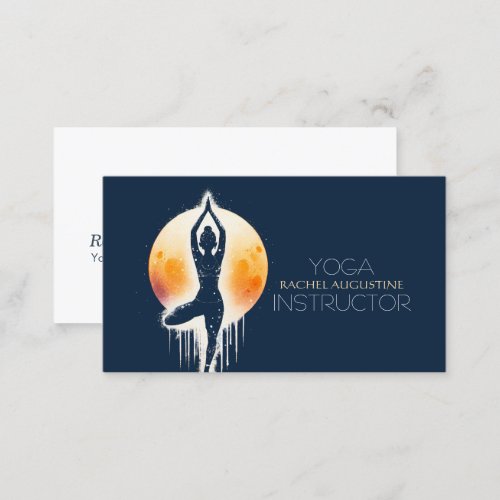 Yoga Meditation Instructor Tree Pose Full Moon Business Card