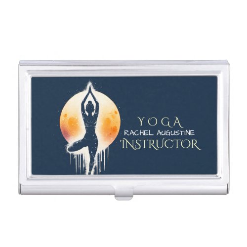 Yoga Meditation Instructor Tree Pose Full Moon Business Card Case