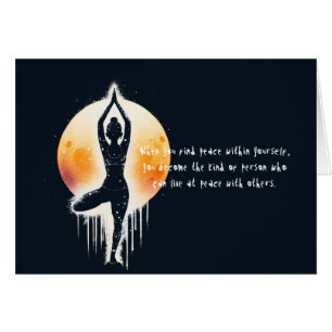 Yoga Meditation Instructor Tree Pose Full Moon Cards