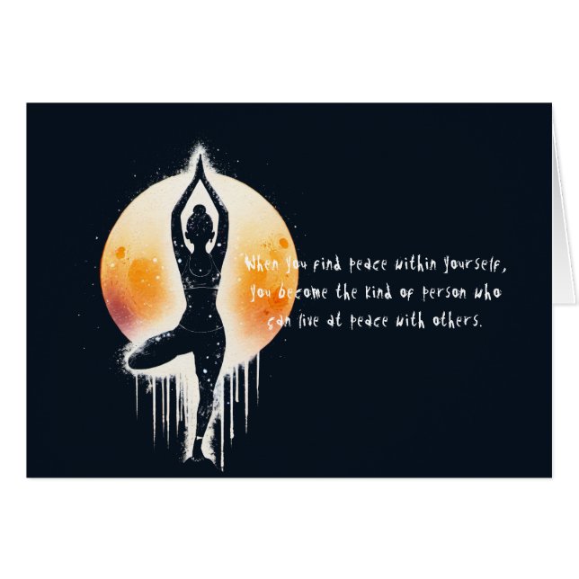 Yoga Meditation Instructor Tree Pose Full Moon Cards (Front Horizontal)
