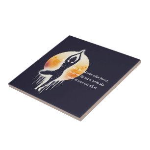 Yoga Meditation Instructor Tree Pose Full Moon Ceramic Tile