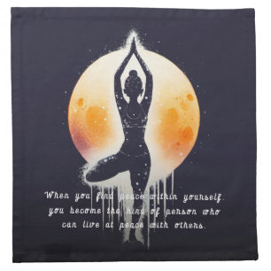 Yoga Meditation Instructor Tree Pose Full Moon Cloth Napkin