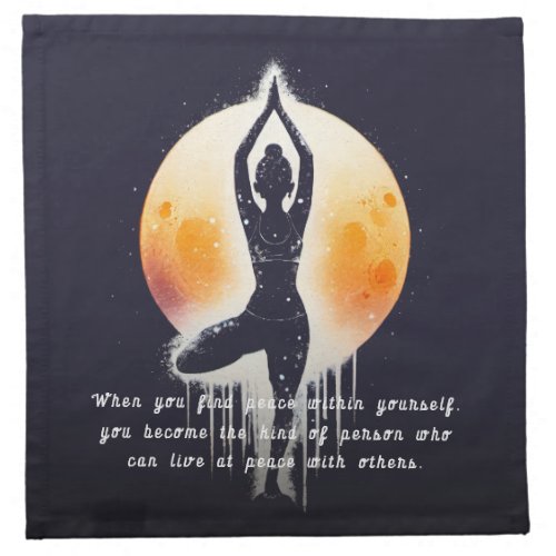 Yoga Meditation Instructor Tree Pose Full Moon Cloth Napkin