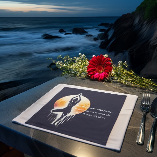 Yoga Meditation Instructor Tree Pose Full Moon Cloth Napkin (Creator Uploaded)