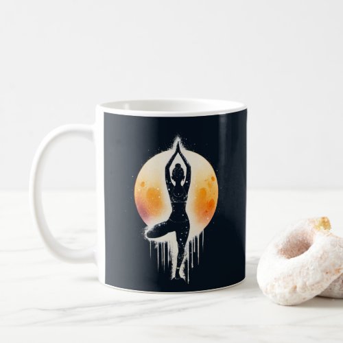 Yoga Meditation Instructor Tree Pose Full Moon Coffee Mug