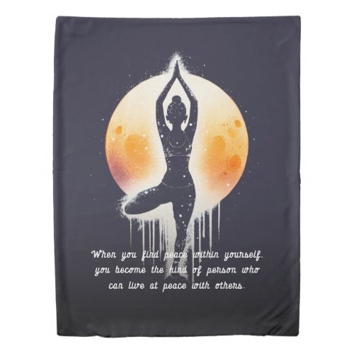 Yoga Meditation Instructor Tree Pose Full Moon Duvet Cover