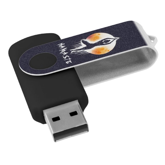 Yoga Meditation Instructor Tree Pose Full Moon Flash Drive (Angled)