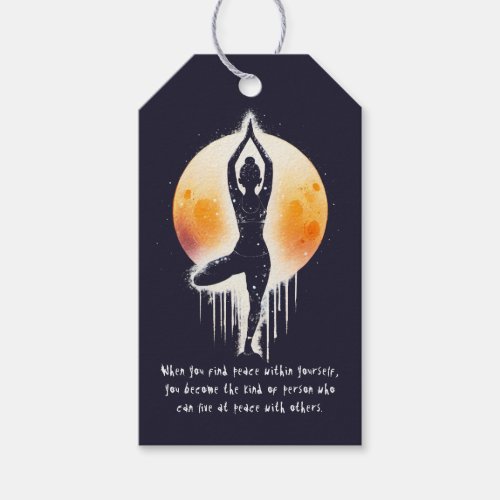 Yoga Meditation Instructor Tree Pose Full Moon Gift Tags