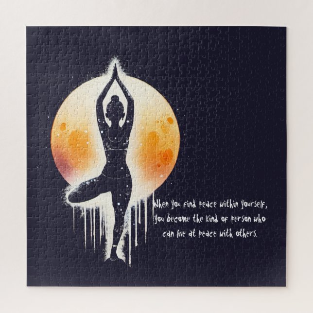 Yoga Meditation Instructor Tree Pose Full Moon Jigsaw Puzzle (Vertical)