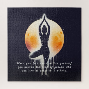 Yoga Meditation Instructor Tree Pose Full Moon Jigsaw Puzzle