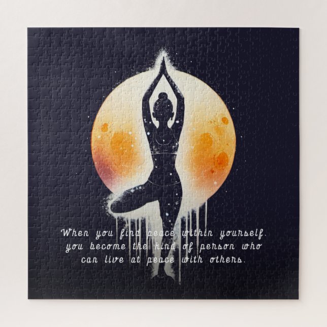 Yoga Meditation Instructor Tree Pose Full Moon Jigsaw Puzzle (Vertical)