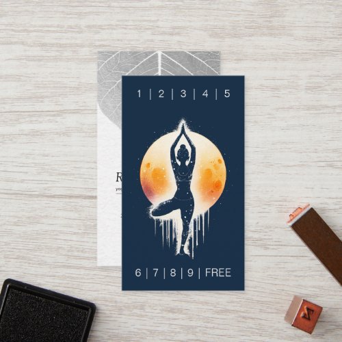 Yoga Meditation Instructor Tree Pose Full Moon Loyalty Card