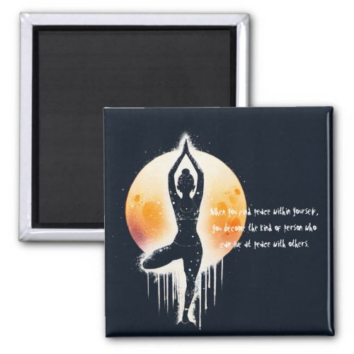 Yoga Meditation Instructor Tree Pose Full Moon Magnet