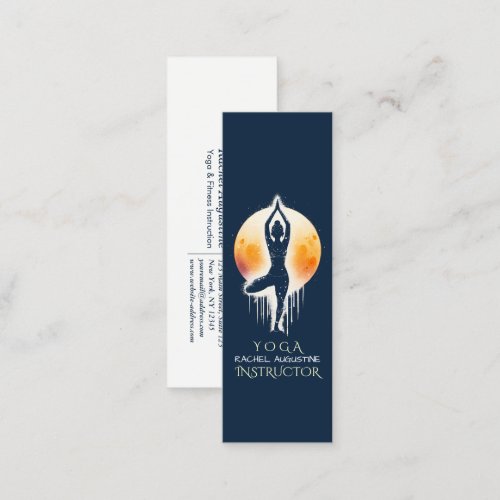 Yoga Meditation Instructor Tree Pose Full Moon Mini Business Card