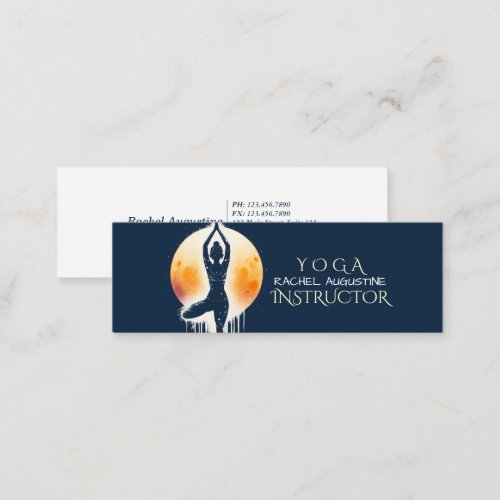 Yoga Meditation Instructor Tree Pose Full Moon Mini Business Card