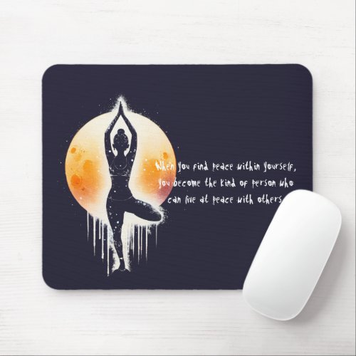 Yoga Meditation Instructor Tree Pose Full Moon Mouse Pad