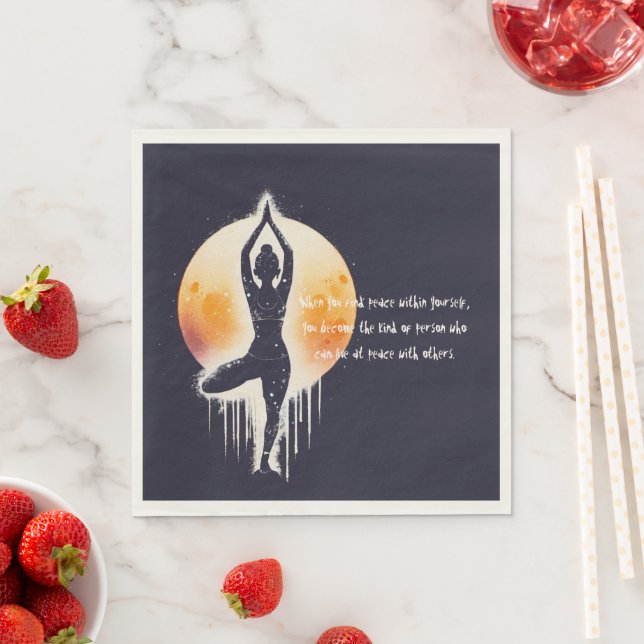 Yoga Meditation Instructor Tree Pose Full Moon Napkins (Insitu)