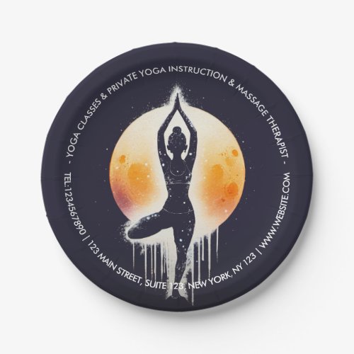 Yoga Meditation Instructor Tree Pose Full Moon Paper Plates
