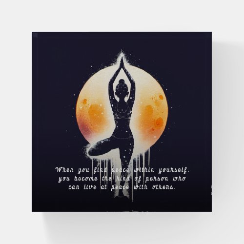 Yoga Meditation Instructor Tree Pose Full Moon Paperweight