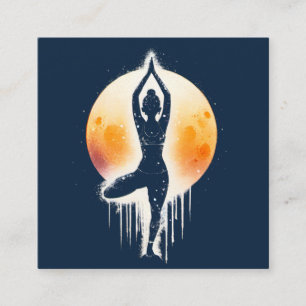 Yoga Meditation Instructor Tree Pose Full Moon Square Business Card