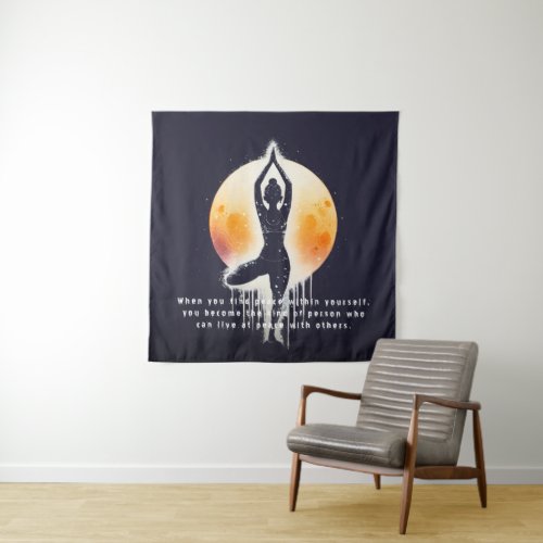 Yoga Meditation Instructor Tree Pose Full Moon Tapestry