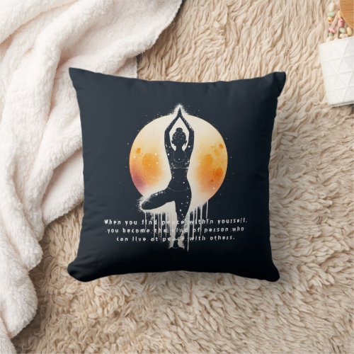 Yoga Meditation Instructor Tree Pose Full Moon Throw Pillow
