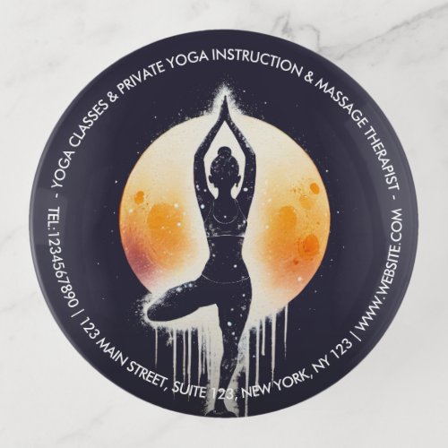 Yoga Meditation Instructor Tree Pose Full Moon Trinket Tray