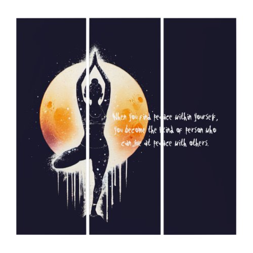 Yoga Meditation Instructor Tree Pose Full Moon Triptych