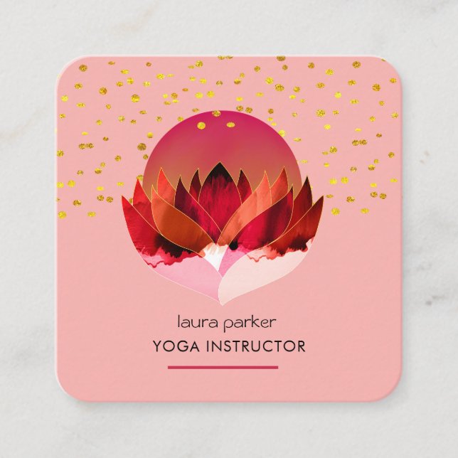 Yoga Meditation Lotus Flower Massage Wellness Square Business Card (Front)