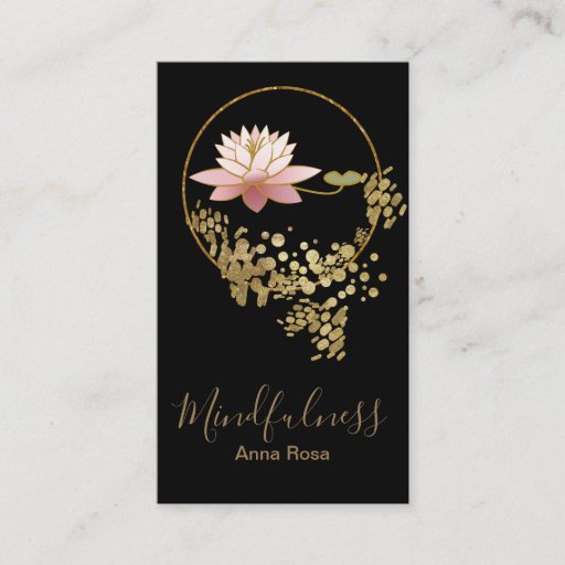 Customizable *~* Yoga Meditation Mindfulness Lotus Gold Glitter Business Card