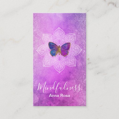  Yoga Meditation Mindfulness Mandala Butterfly Business Card