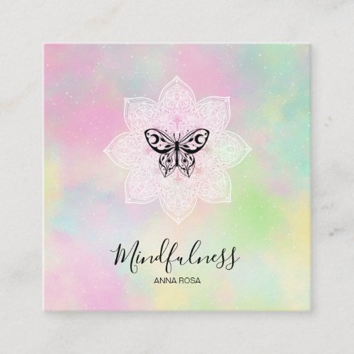  Yoga Meditation Mindfulness Mandala Butterfly  Square Business Card