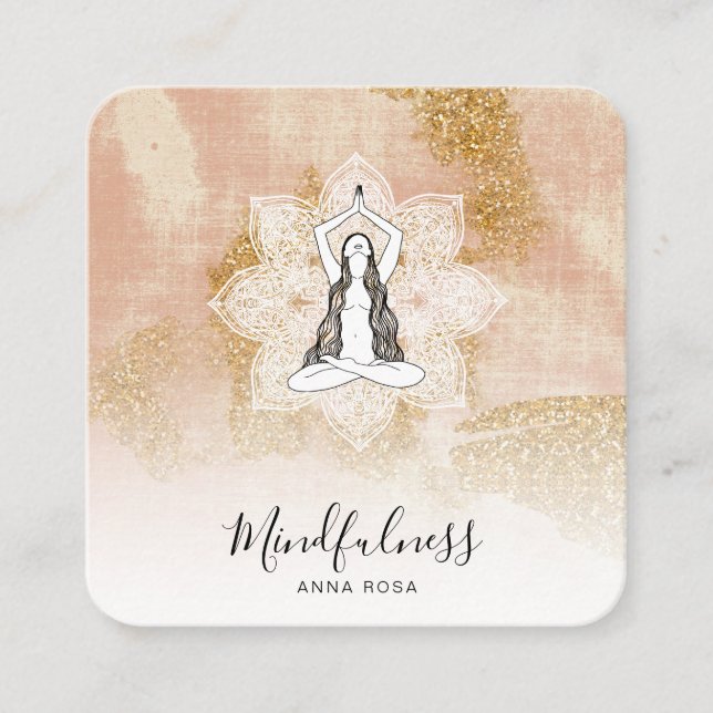 *~* Yoga Meditation Mindfulness Mandala Goddess QR Square Business Card (Front)