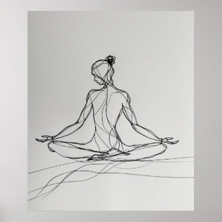 Yoga Meditation minimalist line art Poster
