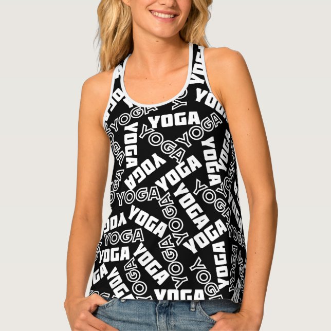 YOGA MEDITATION MONOCHROME TYPOGRAPHY ZEN TANK TOP (Front)