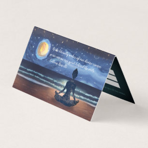 Yoga Meditation Moonlight Sky Sea Beach Price List Business Card