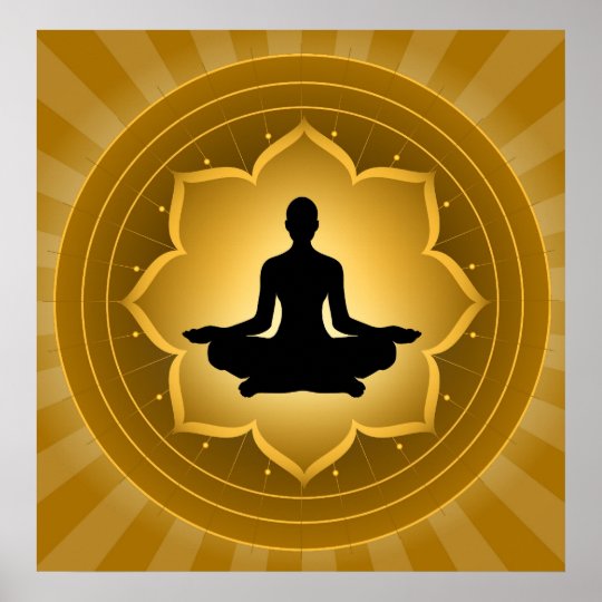 Yoga - Meditation On Lotus Background Poster | Zazzle