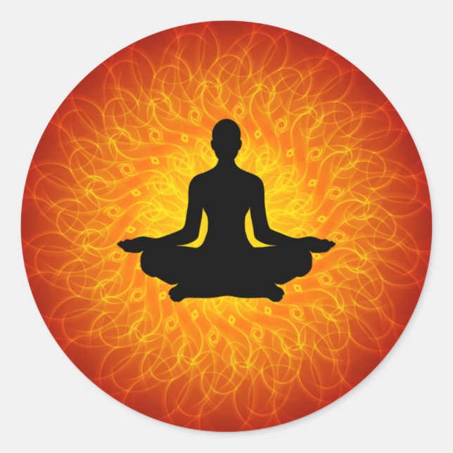 Yoga - Meditation On Mandala Classic Round Sticker (Front)