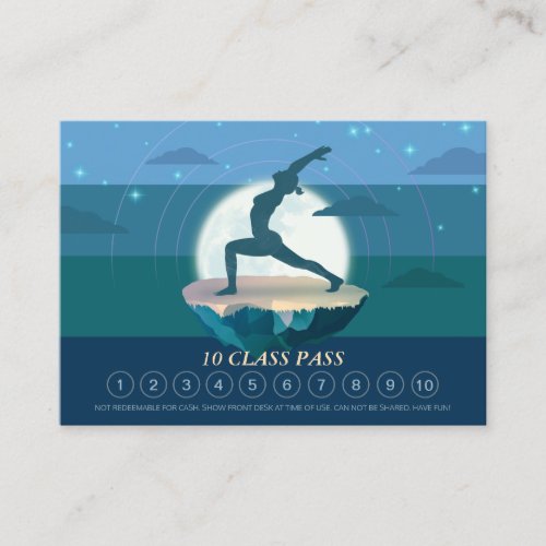 Yoga Meditation Pose Moon Flying Island Class Pass Appointment Card