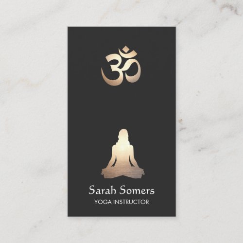 Elegant Yoga Meditation Pose Om Symbol Business Card