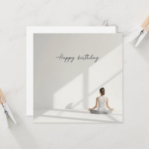 Yoga Meditation posing Happy Birthday Card